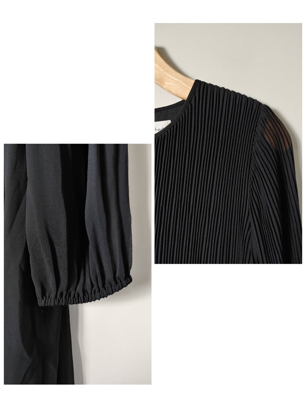 Aritzia Wilfred Daydreamer Mini Dress Size Medium Black Pleats - Picture 10 of 16
